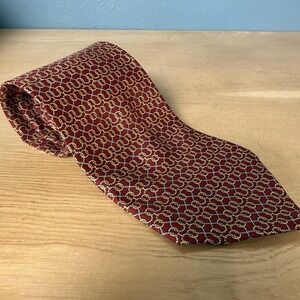 Vintage Paolo Gucci Tie Mens One Size Red Chain Link Geometric Woven Necktie